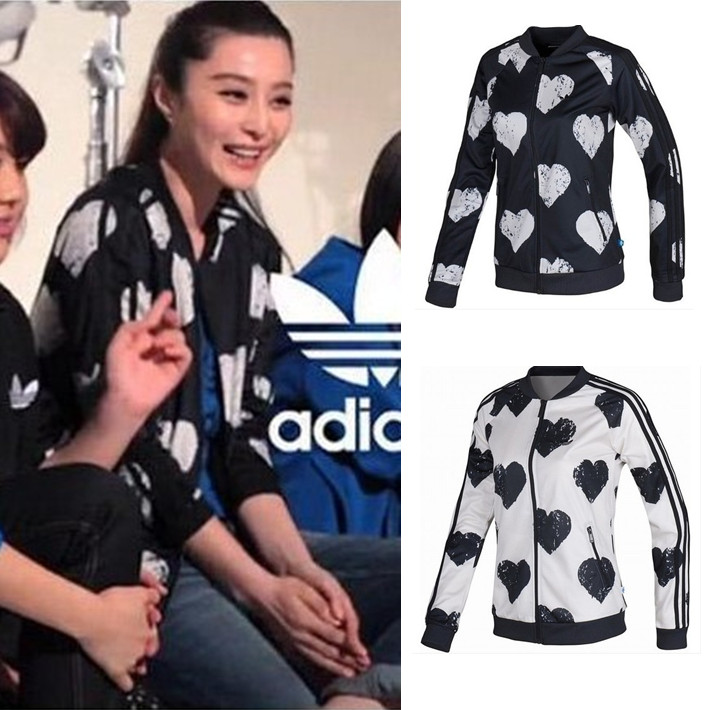 Originial Adidas Chaqueta Mujer Heart Medlist Track Top W68758 Jacket White