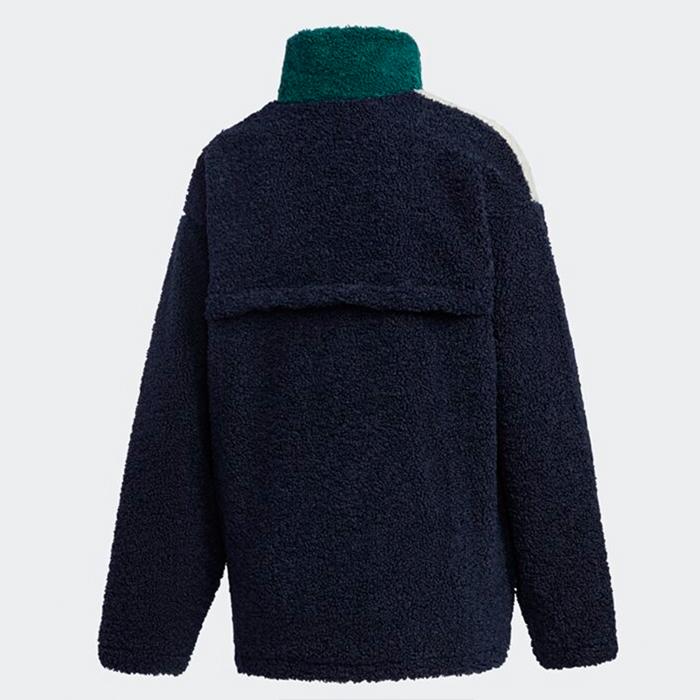 Original Adidas Womens Short Sherpa Jacket Green GL6407 Jacket