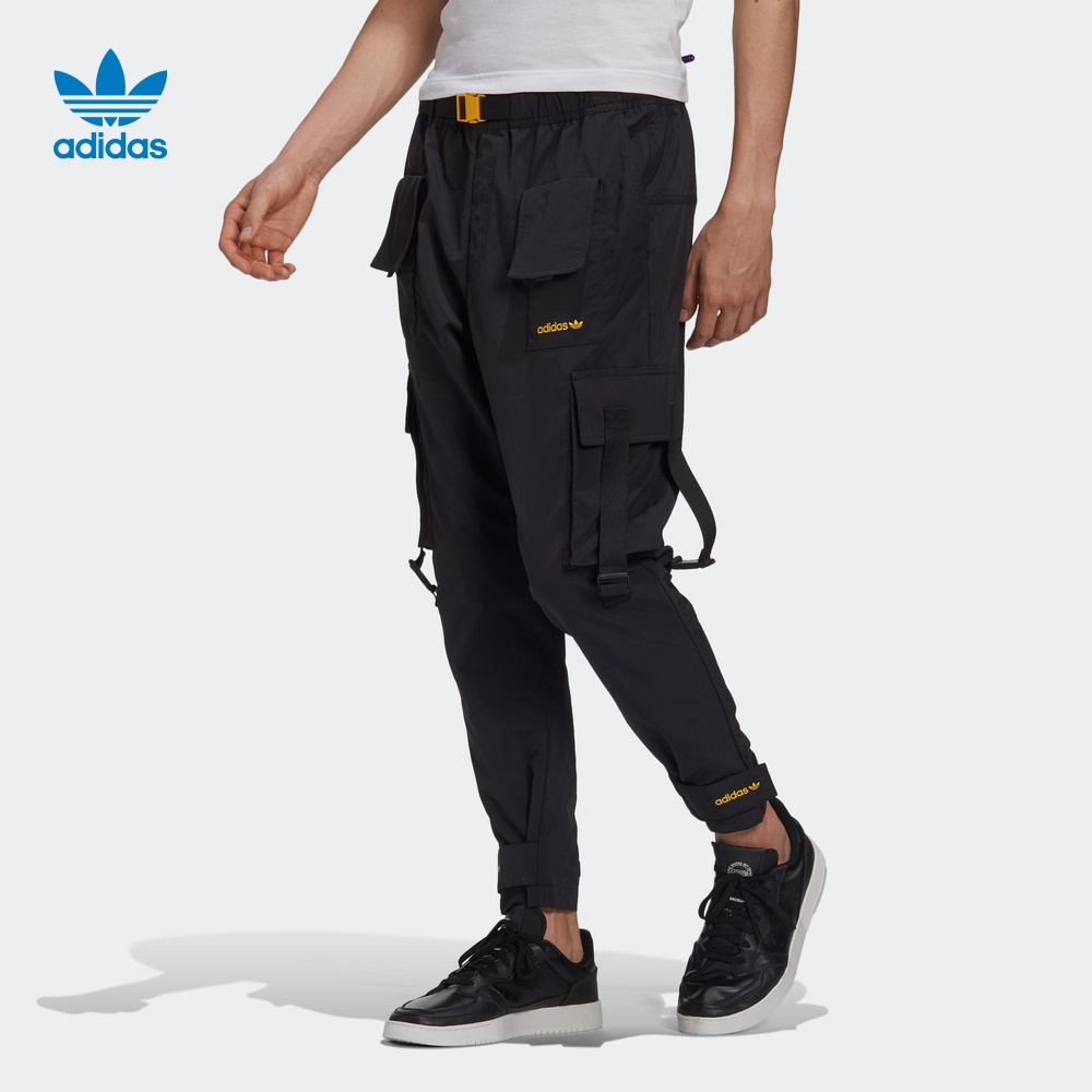 Adidas Original Mens Tech Pants GJ6719 Cargo Sweat Pants Joggers Adjustable Belt Black Pants