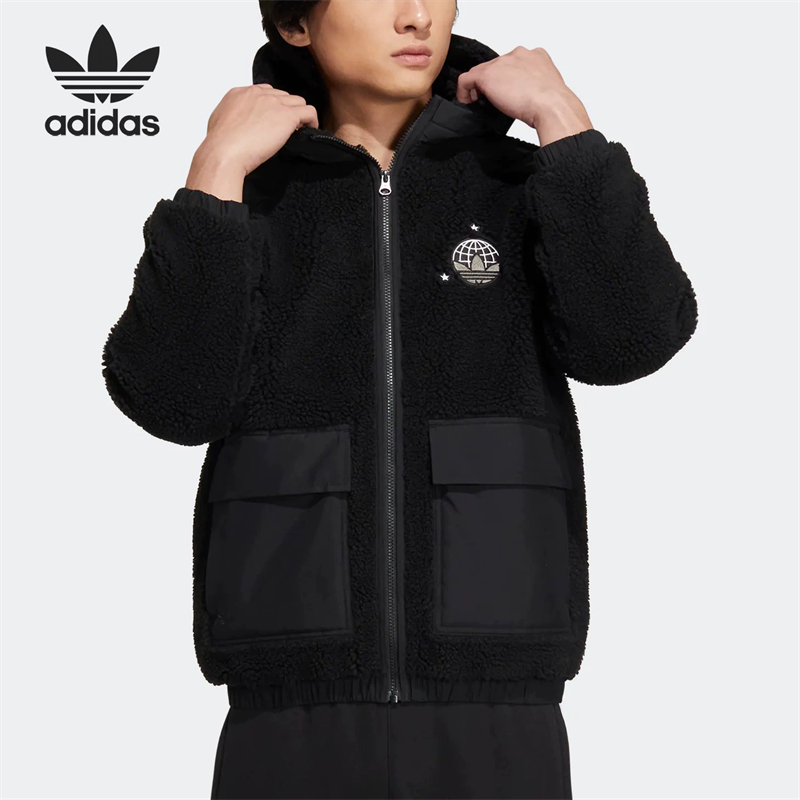 Adidas Originals MC Sherpa Jacket Logo HS2006 Beige HS2004 Black Fleece Jacket
