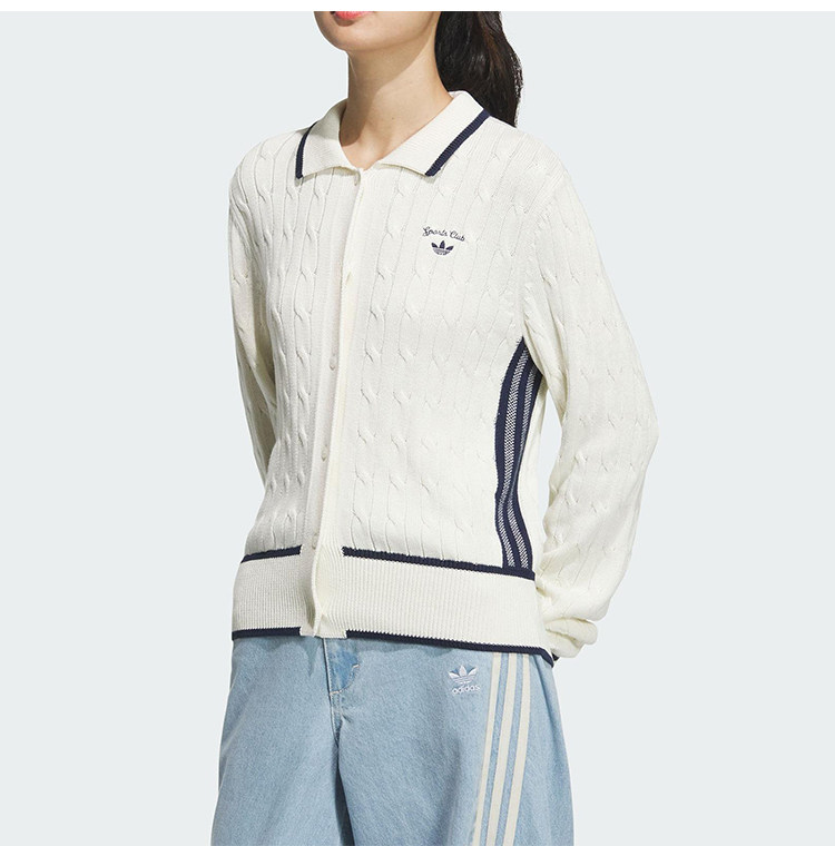 Adidas Originals RETROCARDIGAN SS25 SPORTY CLUB Knitwear Women's Jade JM8017